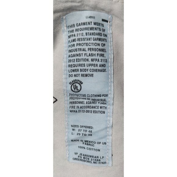 Wrangler Mens Flame Resistant Jeans Size 36x30 Original Fit 100% Cotton Denim - Picture 5 of 5